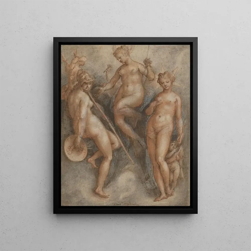 Gemälde Drei Göttinnen: Minerva, Juno und Venus - Jan van der Straet | Kunstdruck