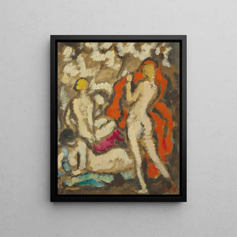 Gemälde Drei junge nackte Frauen mit rotem Drapé - Louis Valtat | Kunstdruck