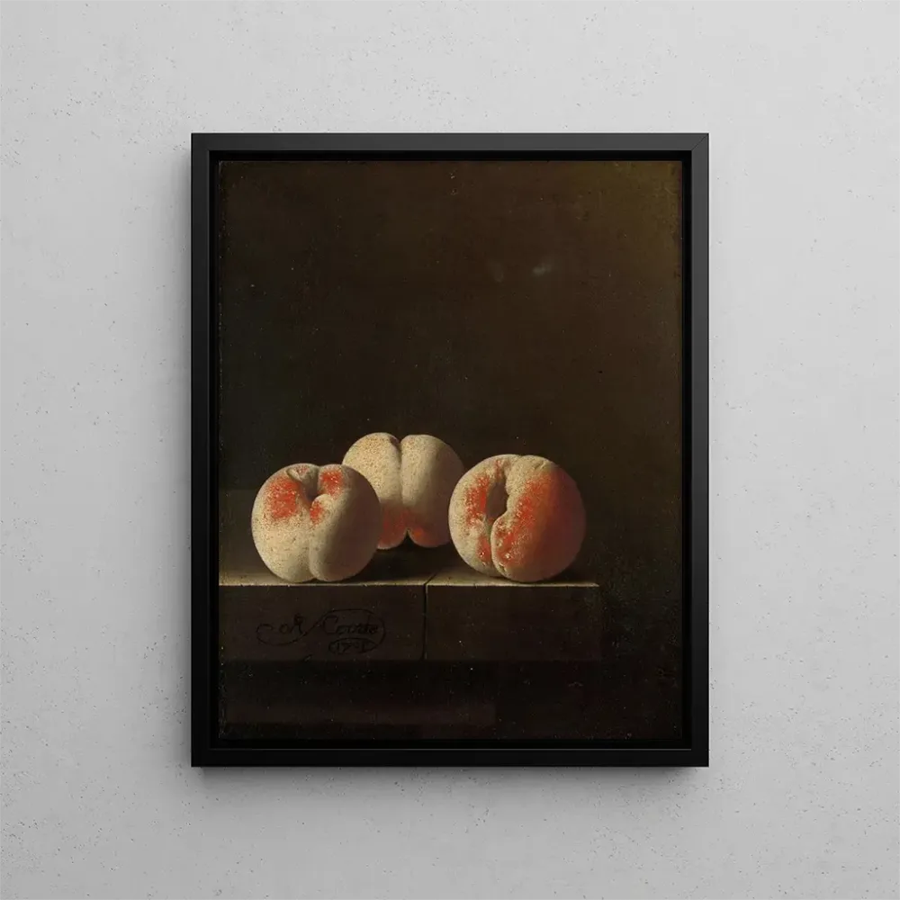 Gemälde Drei Pfirsiche auf einem Steinsockel - Adriaen Coorte | Kunstdruck