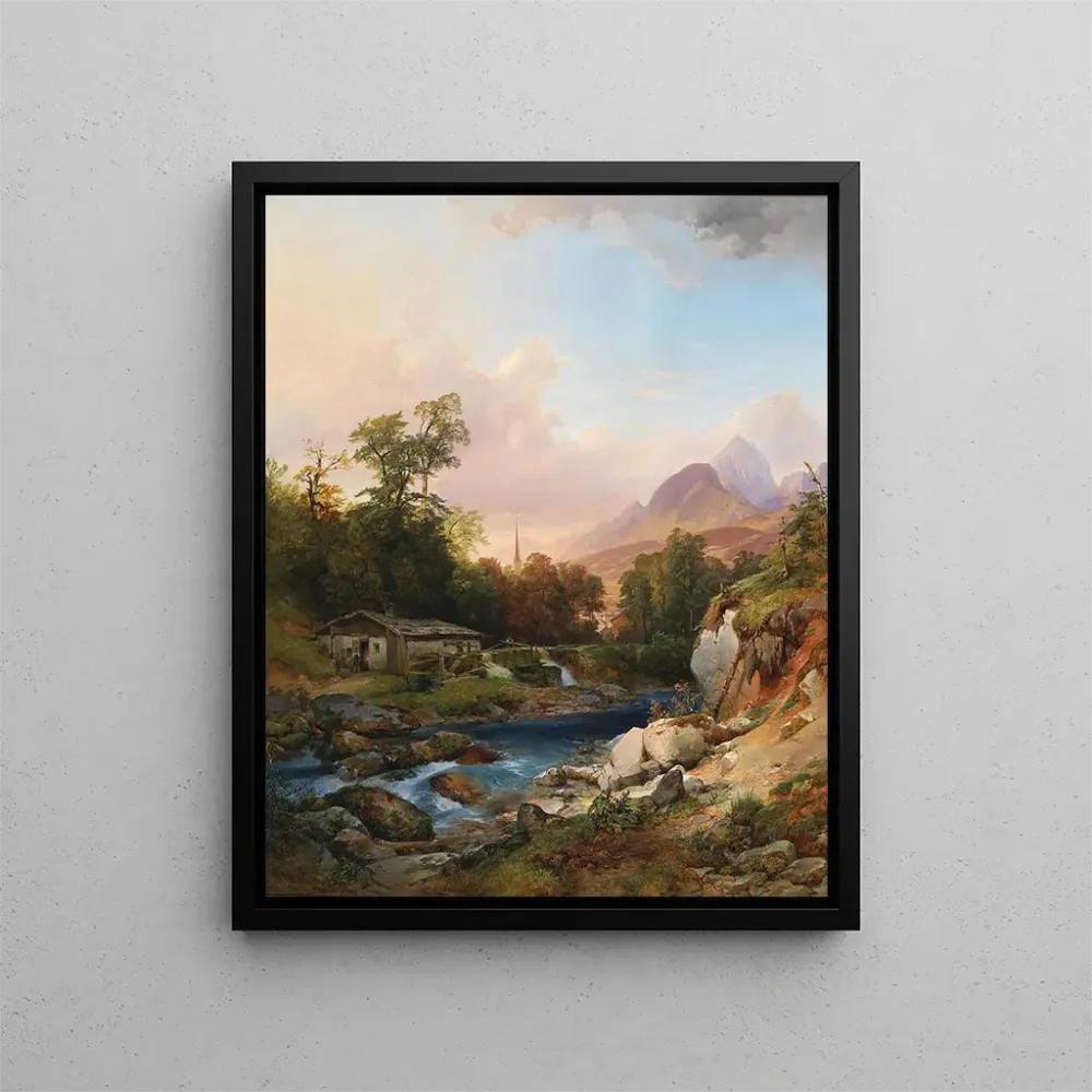 Gemälde Ein Berglandschaft mit einer Schmiede - Anton Hansch | Kunstdruck