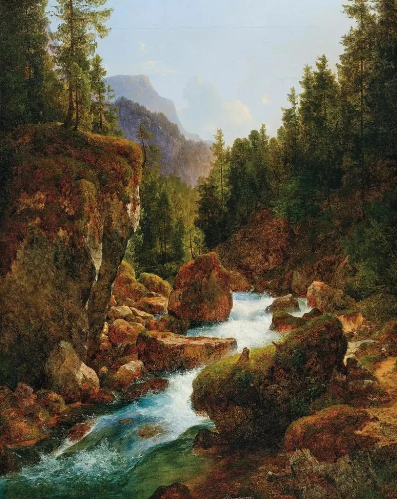 Gemälde Ein Bergsturz - Anton Hansch | Kunstdruck