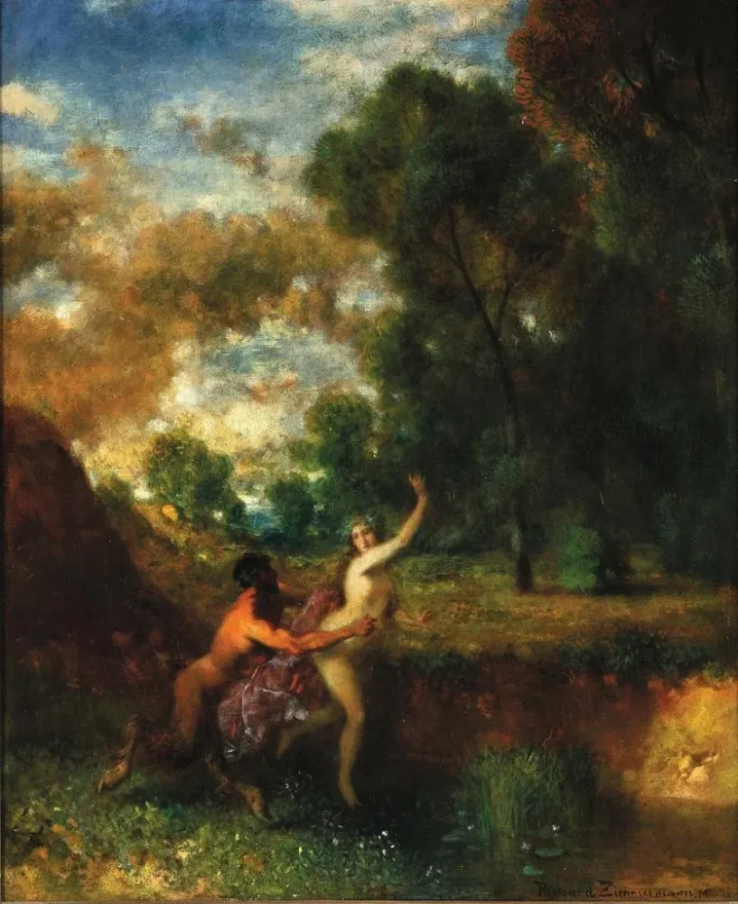 Gemälde Ein Faun und eine Nymphe - August Richard Zimmermann | Kunstdruck