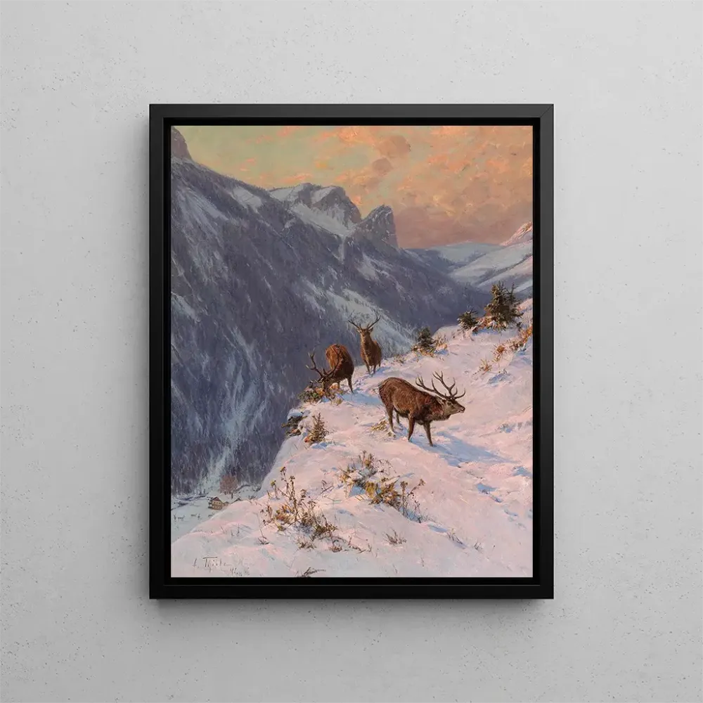 Gemälde Ein Hirsch im Winter - Arthur Thiele | Kunstdruck