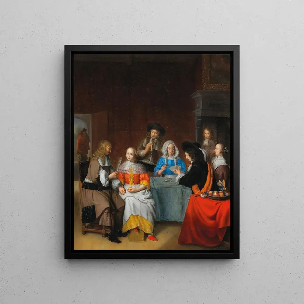 Gemälde Ein Interieur mit einer eleganten Gesellschaft beim Kartenspielen - Abraham van Dijck | Kunstdruck