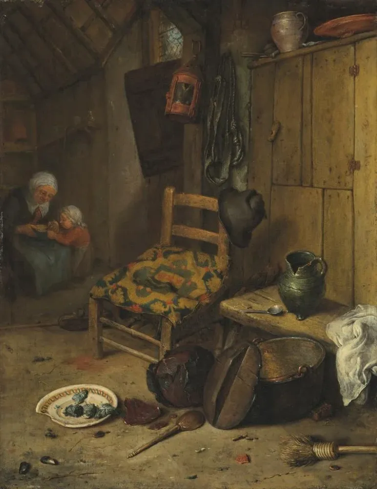 Gemälde Ein Kücheneinrichtung mit einer Mutter und ihrem Kind - Adriaen van Ostade | Kunstdruck