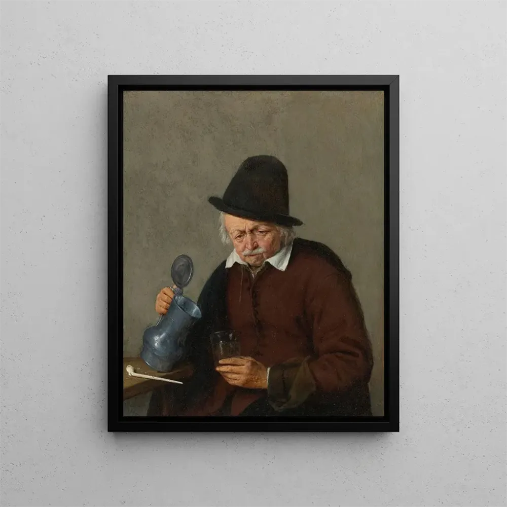 Gemälde Ein Mann, der ein Bierkrug und ein Glas hält - Adriaen van Ostade | Kunstdruck