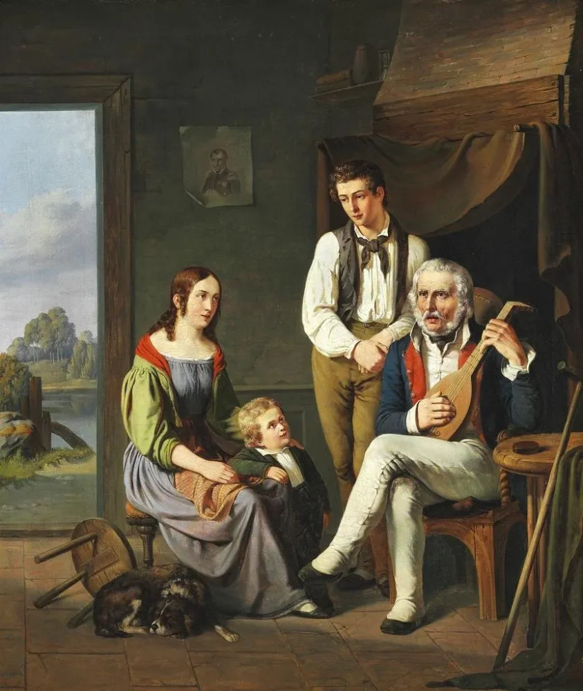 Gemälde Ein Mann, der nach Hause kommt, erzählt von seiner Reise - August Thomsen | Kunstdruck