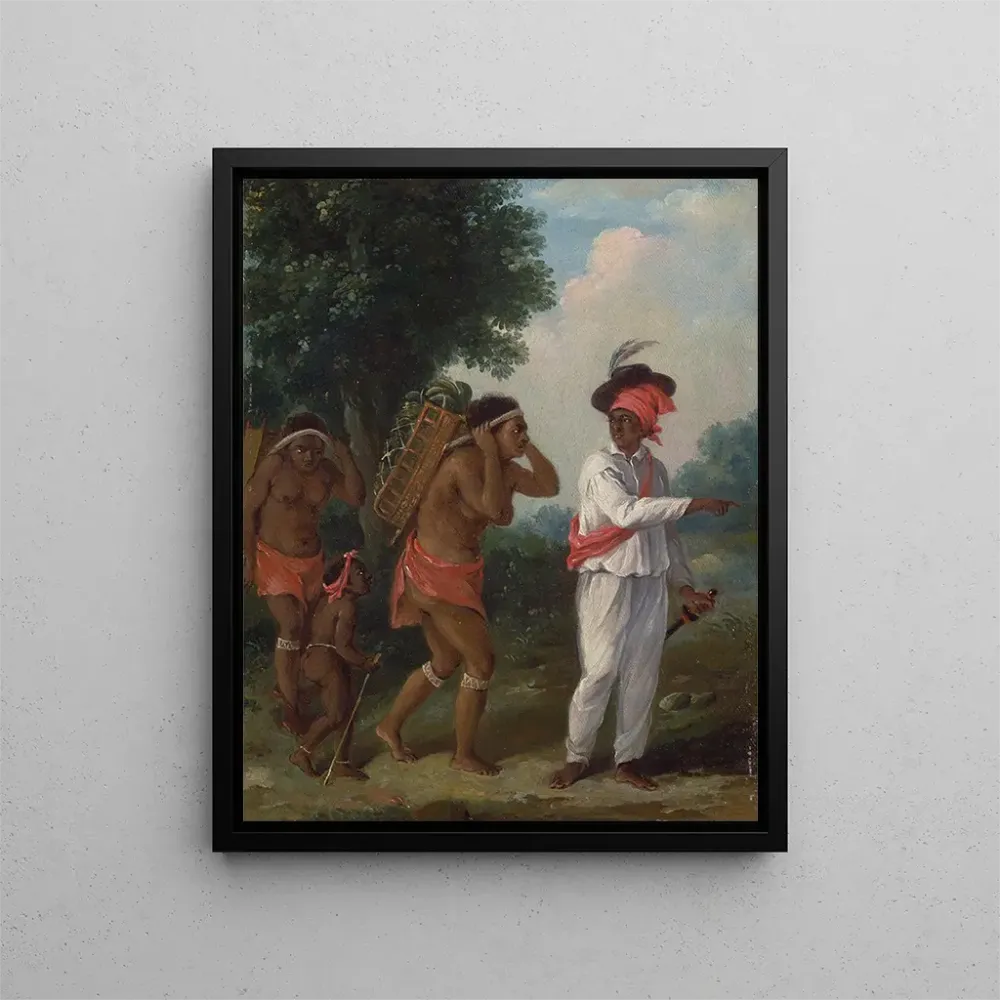 Gemälde Ein Mann karibischer Herkunft führt zwei karibische Frauen mit einem Kind - Agostino Brunias | Kunstdruck