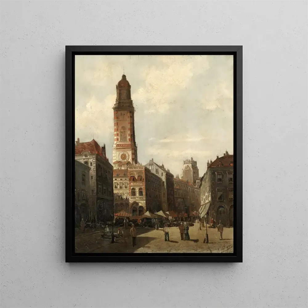 Gemälde Ein Straßenmarkt - August von Siegen | Kunstdruck