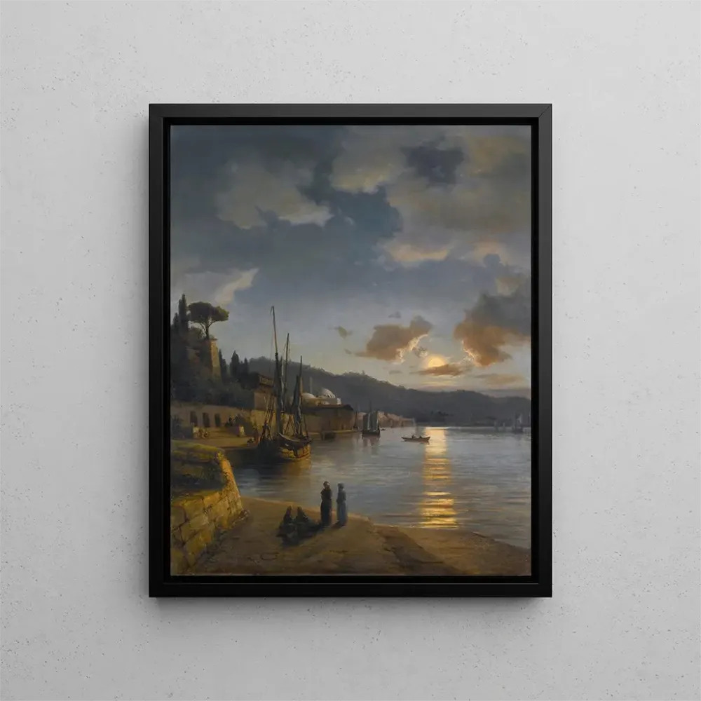 Gemälde Ein türkischer Hafen bei Mondschein - Anton Melbye | Kunstdruck