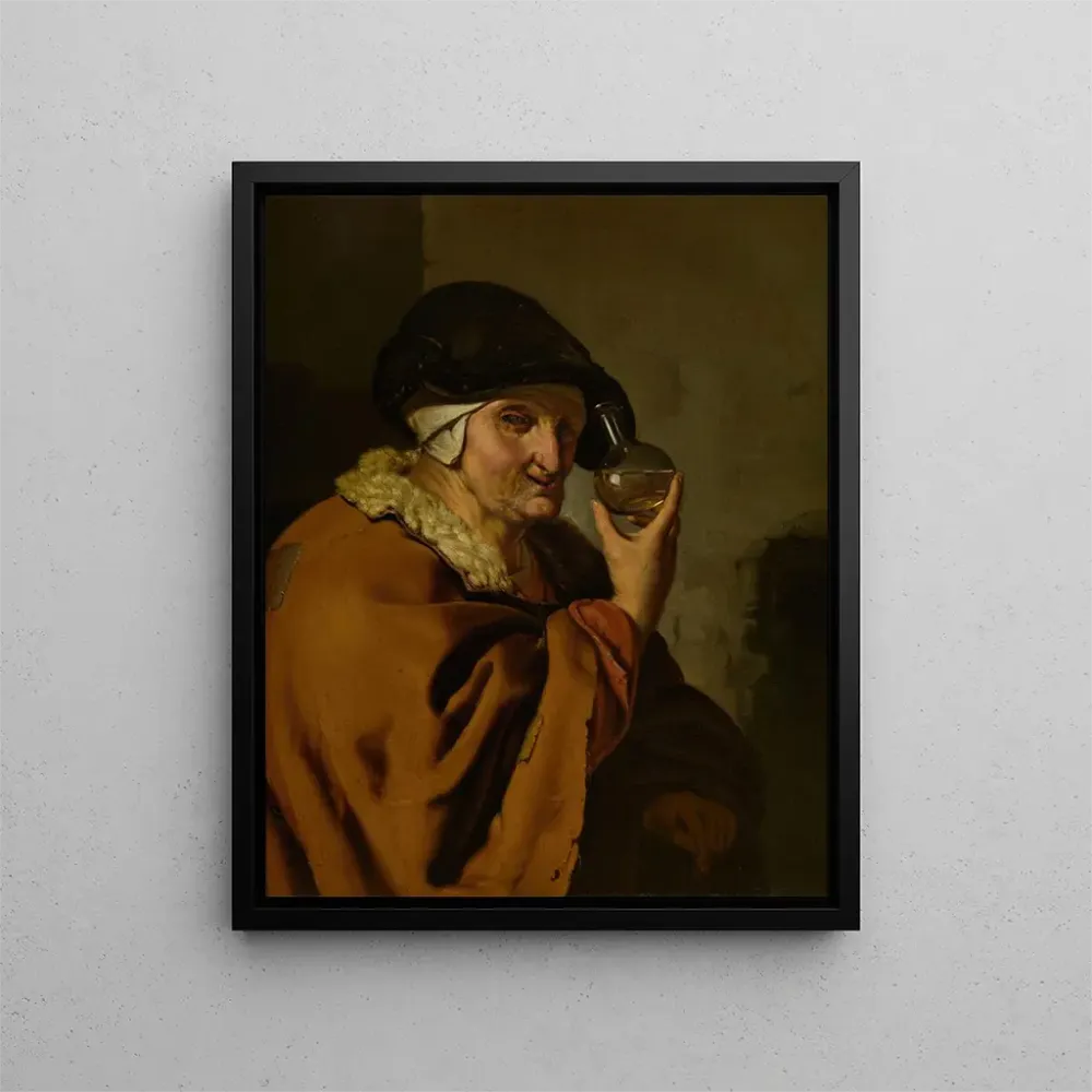 Gemälde Eine alte Frau mit einer Flasche - Ary de Vois | Kunstdruck