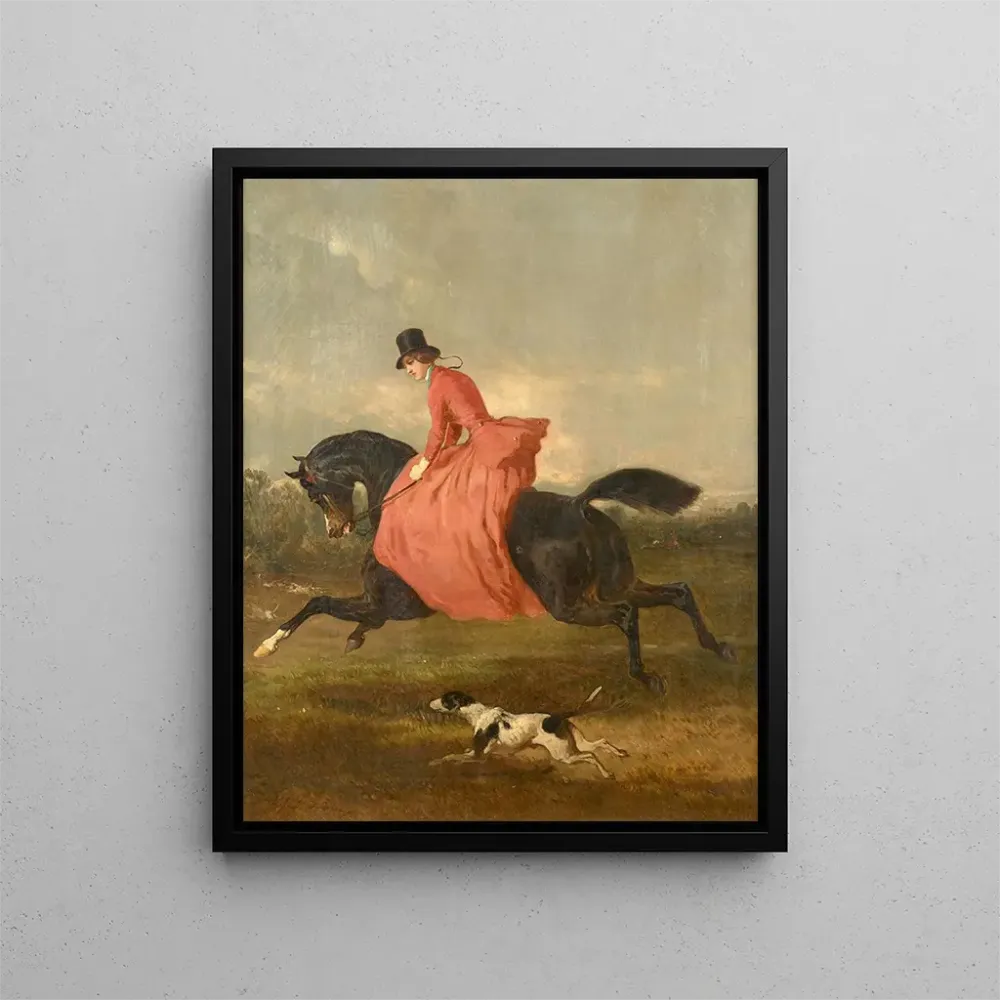 Gemälde Eine Amazone rotem Kleid einer Landschaft - Alfred de Dreux | Kunstdruck