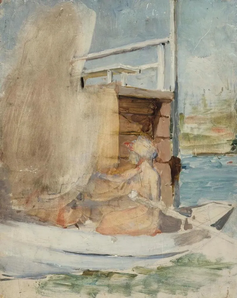Gemälde Eine Frau einem Boot am Kai - Albert Edelfelt | Kunstdruck