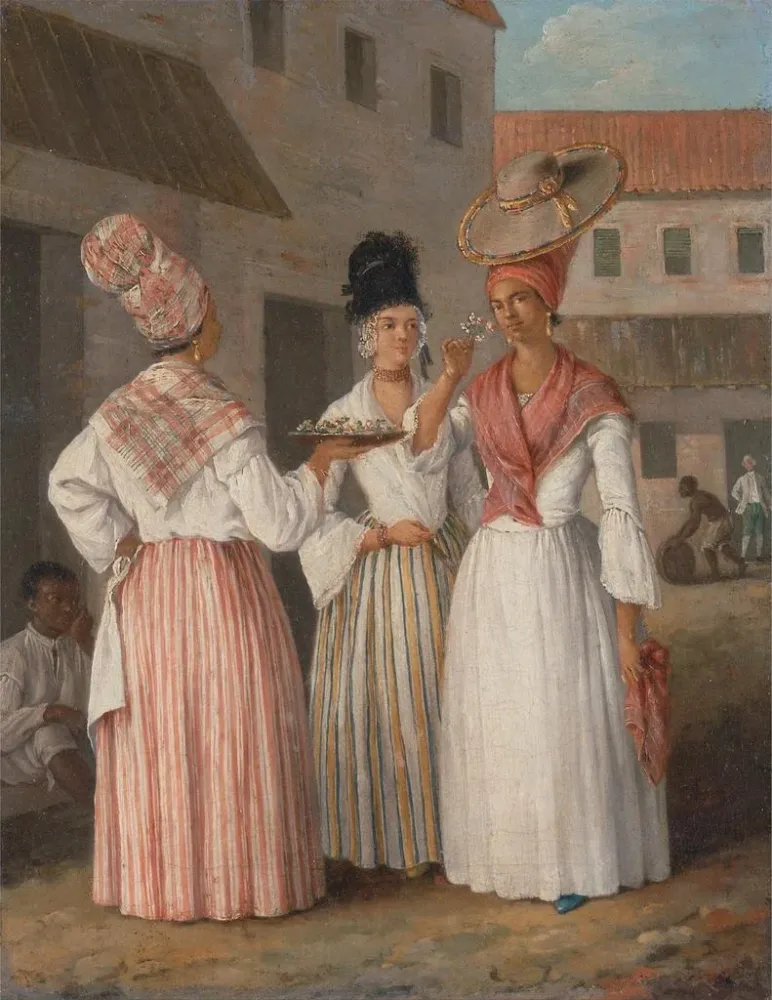 Gemälde Eine haitianische Brautjungfer und zwei weitere freie Farbige Frauen - Agostino Brunias
