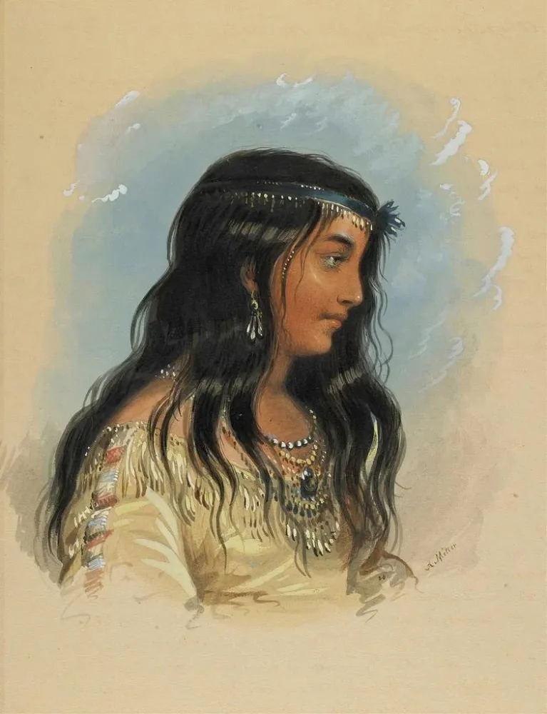 Gemälde Eine junge Frau aus der Flathead-tribe - Alfred Jacob Miller | Kunstdruck