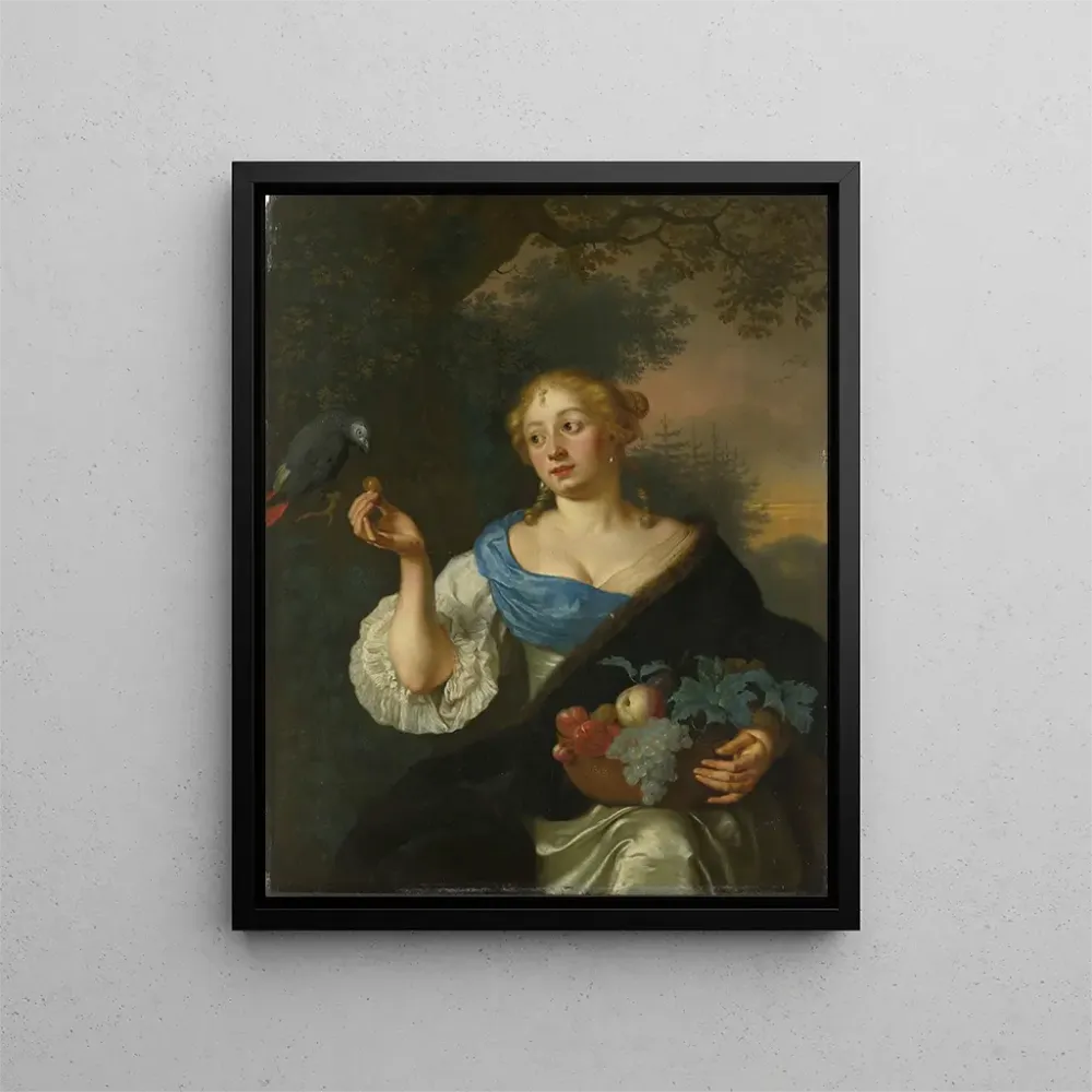 Gemälde Eine junge Frau mit einem Papagei - Ary de Vois | Kunstdruck