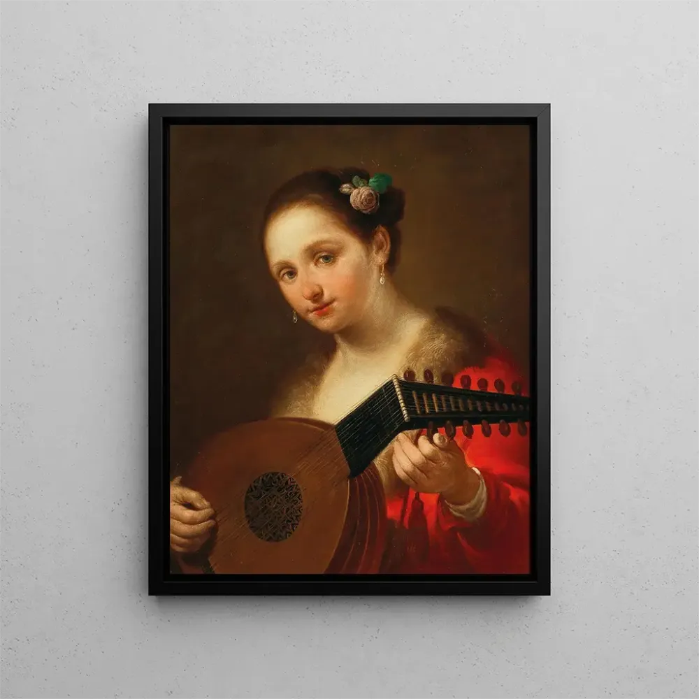 Gemälde Eine junge Frau mit Laute - Antonio Beccadelli | Kunstdruck