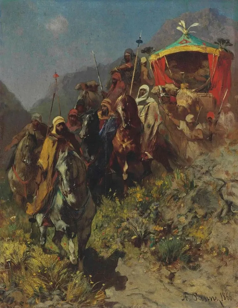 Gemälde Eine Karawane auf einem Bergpass - Alberto Pasini | Kunstdruck