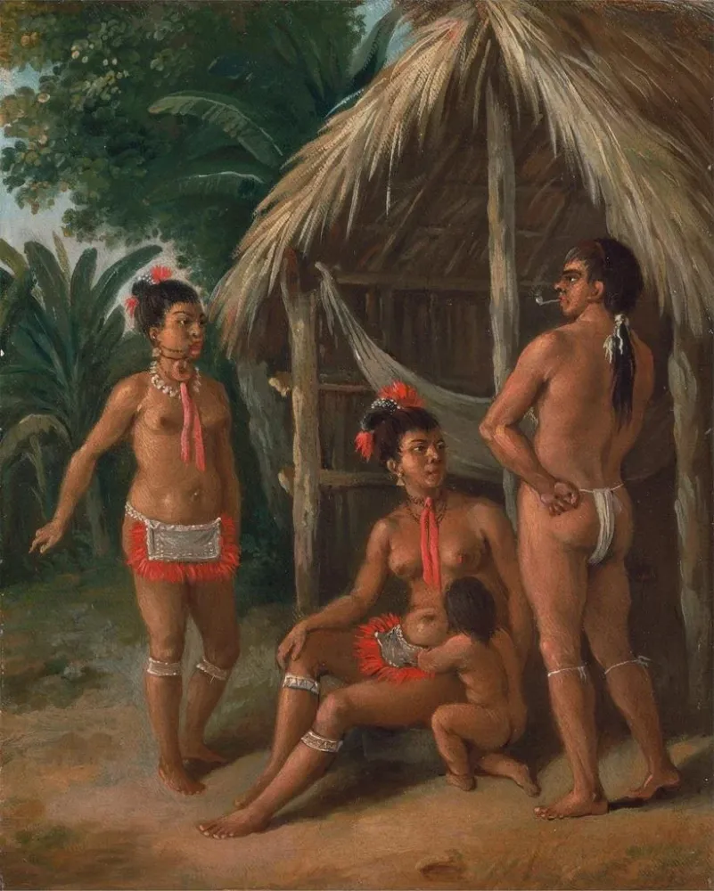 Gemälde Eine karibische Familie aus den Leeward-Inseln vor einer Hütte - Agostino Brunias | Kunstdruck