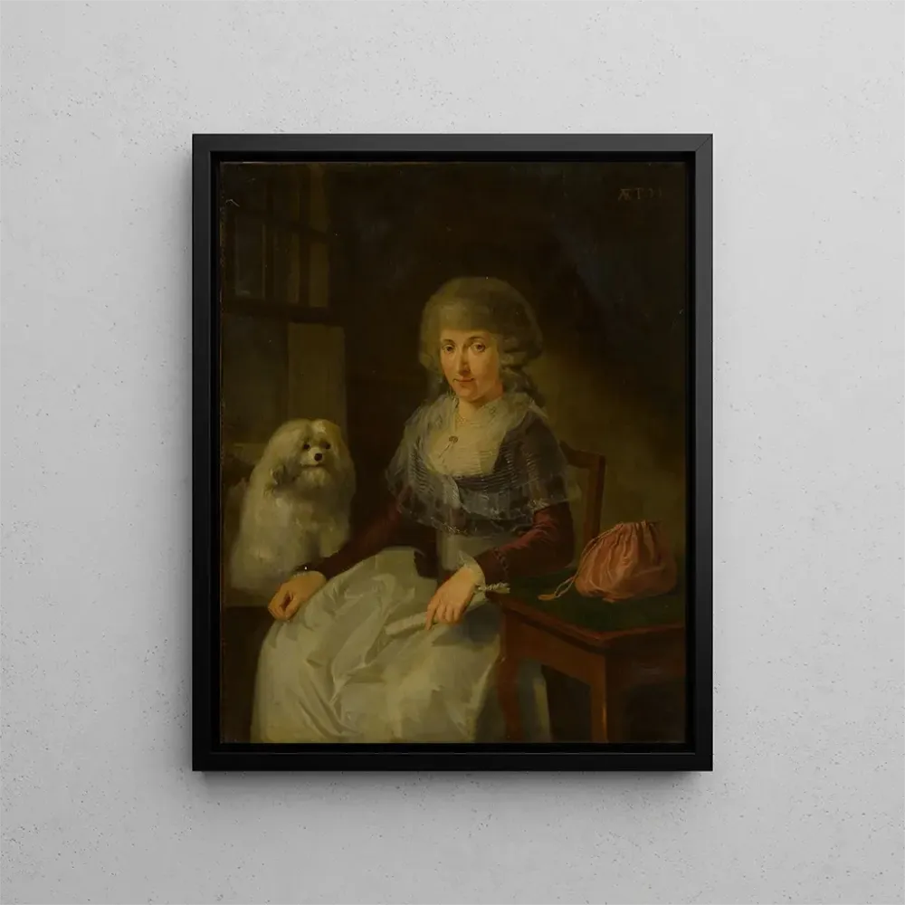 Gemälde Eine ältere Frau mit ihrem Hund - Adriaen de Lelie | Kunstdruck