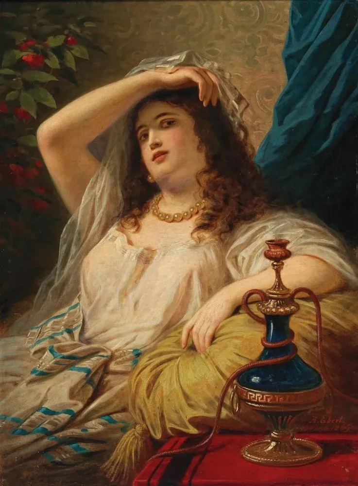 Gemälde Eine Odaliske mit Wasserpfeife - Anton Ebert | Kunstdruck