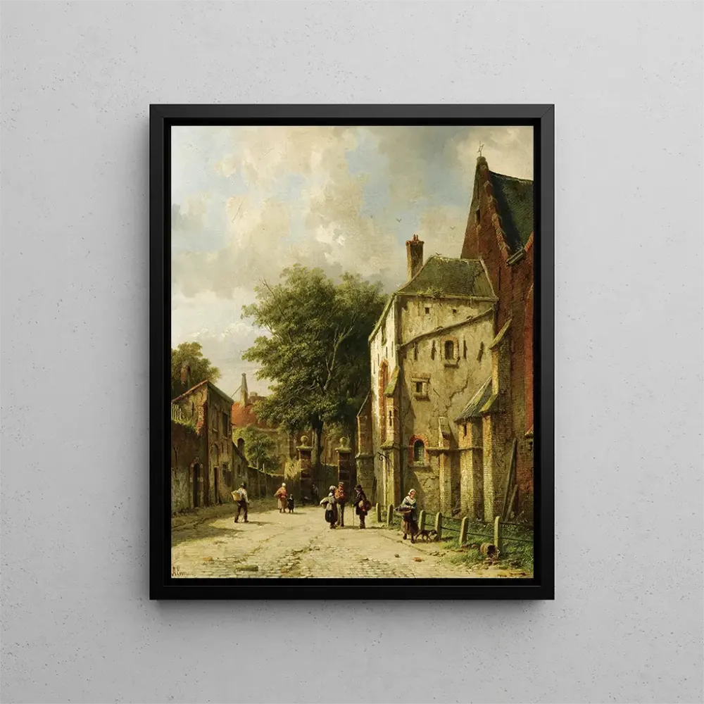 Gemälde Eine Straßenszene einer niederländischen Stadt - Adrianus Eversen | Kunstdruck