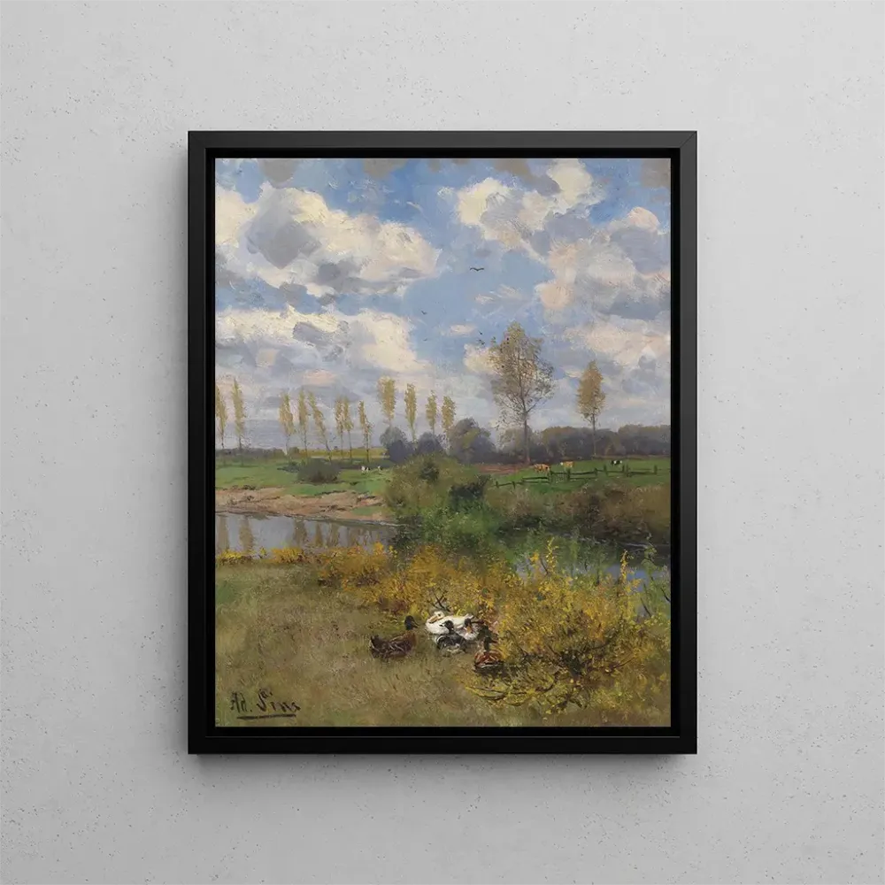 Gemälde Enten am Bachufer - Adolf Lins | Kunstdruck