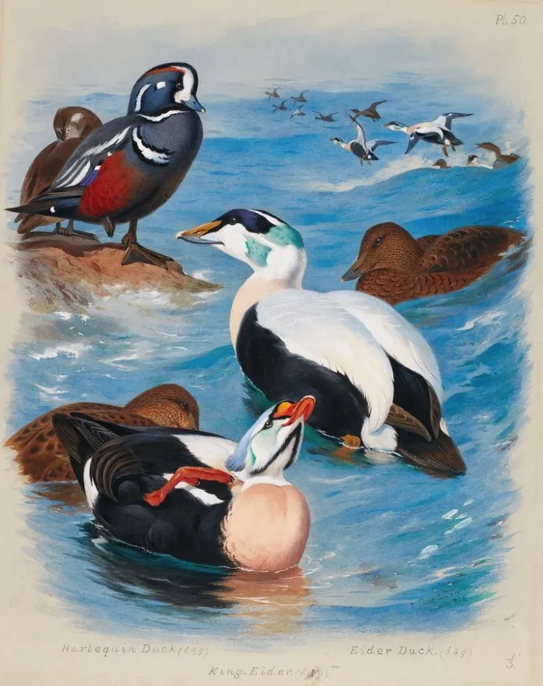 Gemälde Enten Harlekin- und Eider-Designs - Archibald Thorburn | Kunstdruck