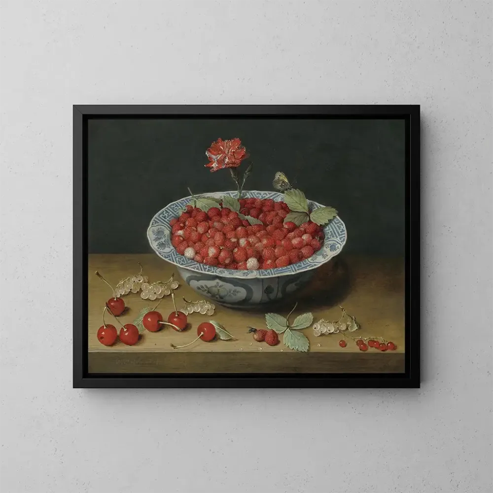 Gemälde Erdbeeren und eine Nelke einer Schüssel Wanli - Jacob van Hulsdonck | Kunstdruck
