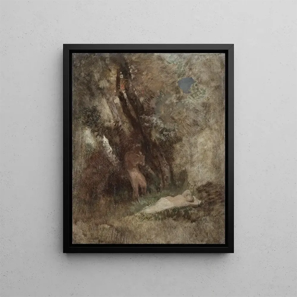 Gemälde Faune und Nymphe im Wald - Arnold Böcklin | Kunstdruck