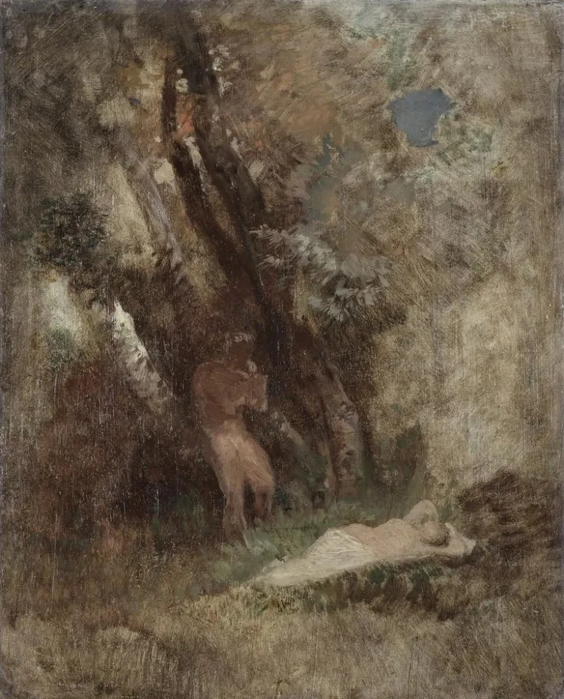 Gemälde Faune und Nymphe im Wald - Arnold Böcklin | Kunstdruck