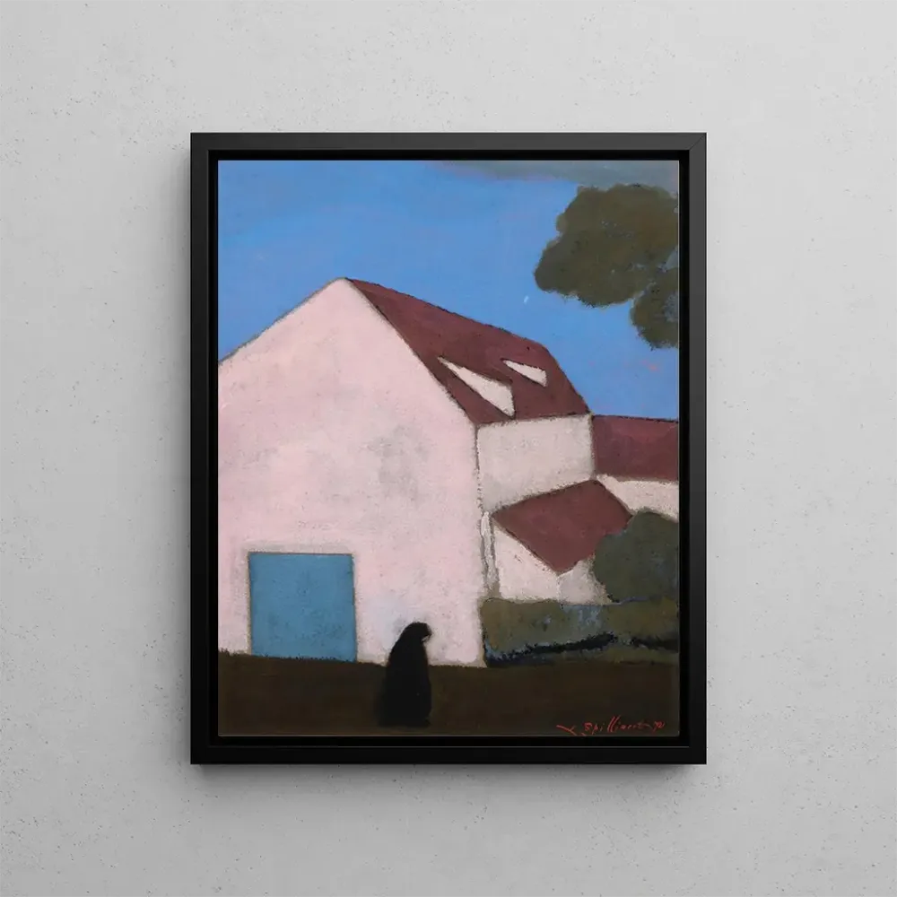 Gemälde Ferme, die rosarote Fassade, Silhouette einer Frau - Léon Spilliaert | Kunstdruck
