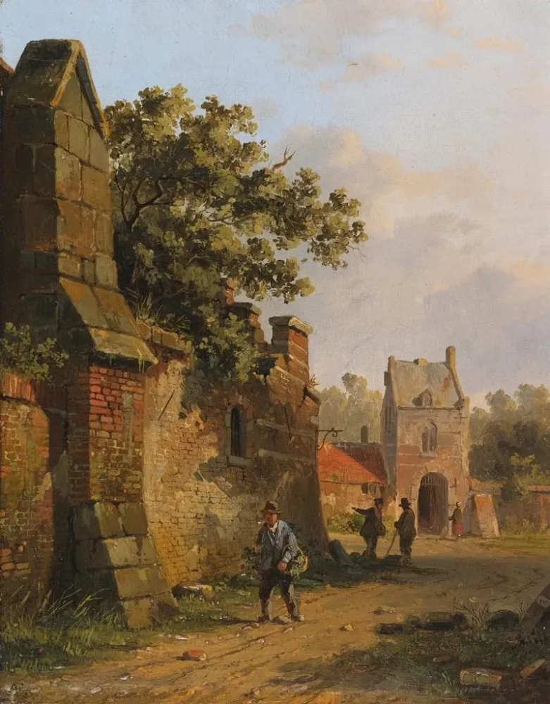 Gemälde Figuren einer Stadtmauer - Adrianus Eversen | Kunstdruck