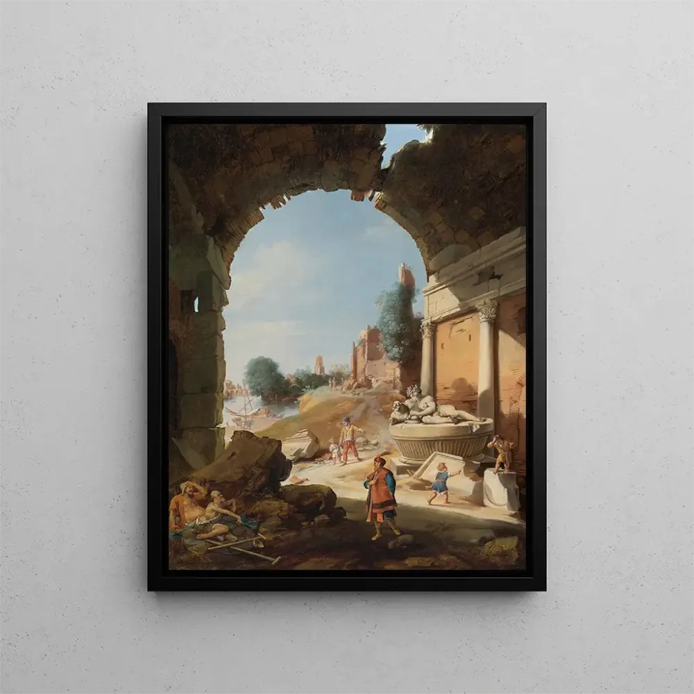Gemälde Figuren unter den Ruinen am Ufer des Tibers - Bartholomeus Breenbergh | Kunstdruck