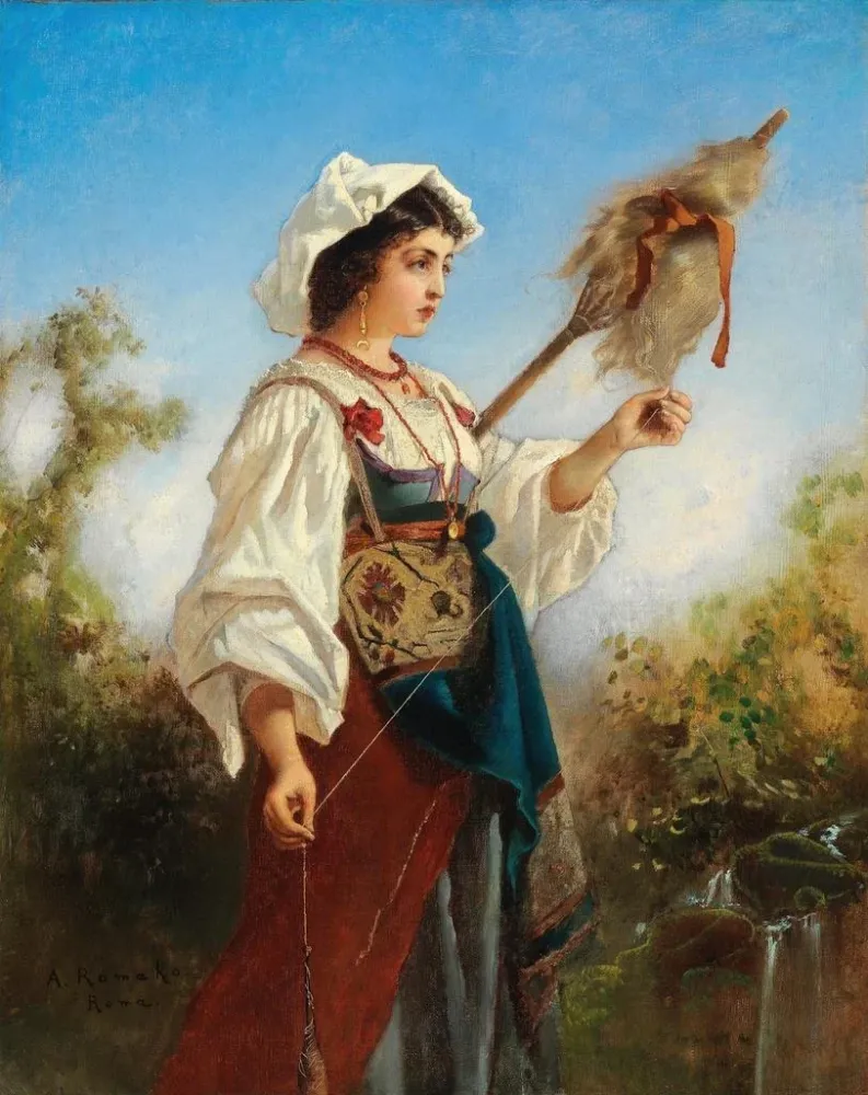 Gemälde Fileuse romaine - Anton Romako | Kunstdruck
