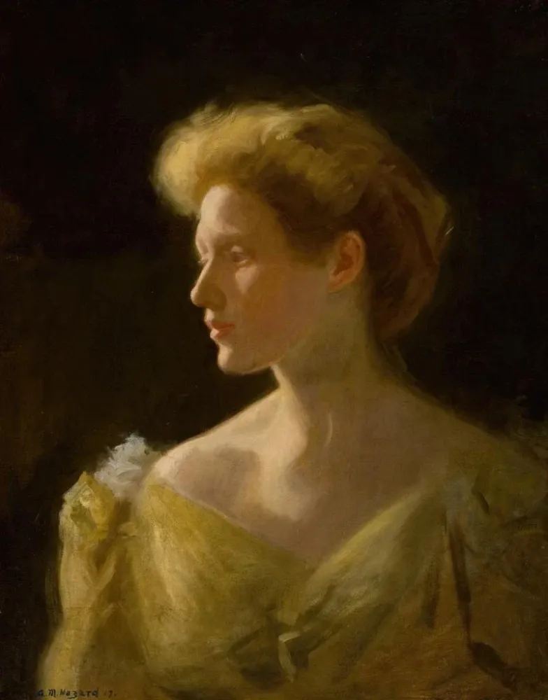 Gemälde Frau gelber Robe - Arthur Merton Hazard | Kunstdruck