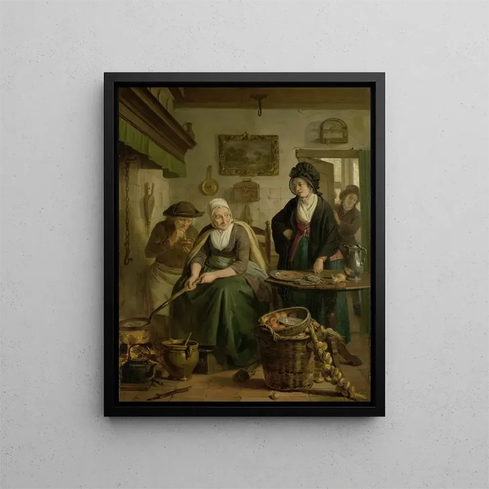 Gemälde Frau macht Pfannkuchen - Adriaan de Lelie | Kunstdruck