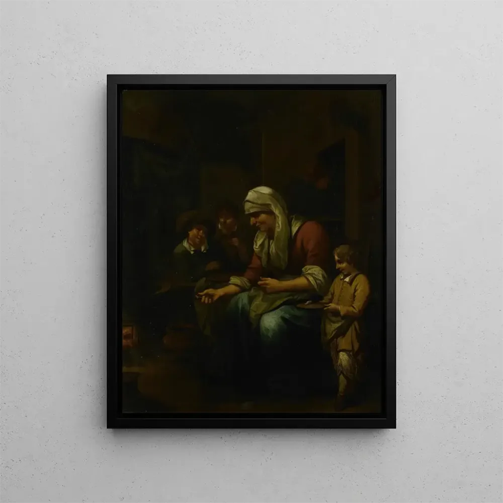Gemälde Frau macht Pfannkuchen - Bernardus van Schijndel | Kunstdruck