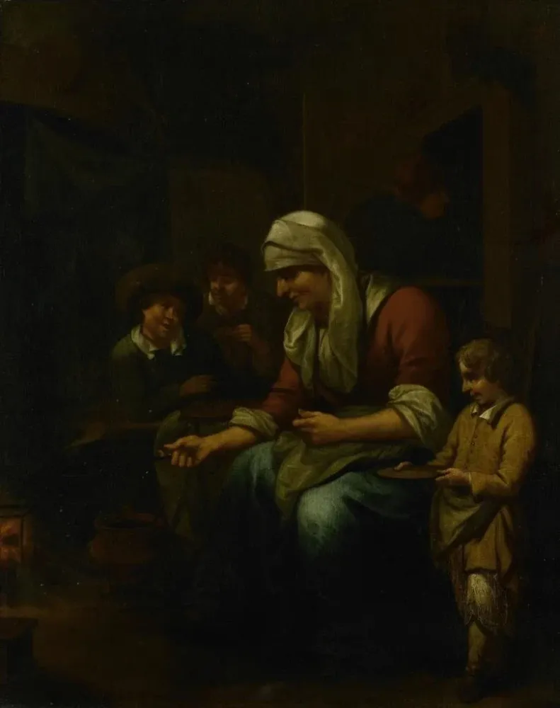 Gemälde Frau macht Pfannkuchen - Bernardus van Schijndel | Kunstdruck