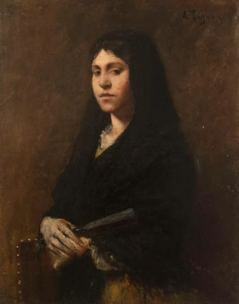 Gemälde Frau mit Fächer - Alexandre Falguire | Kunstdruck
