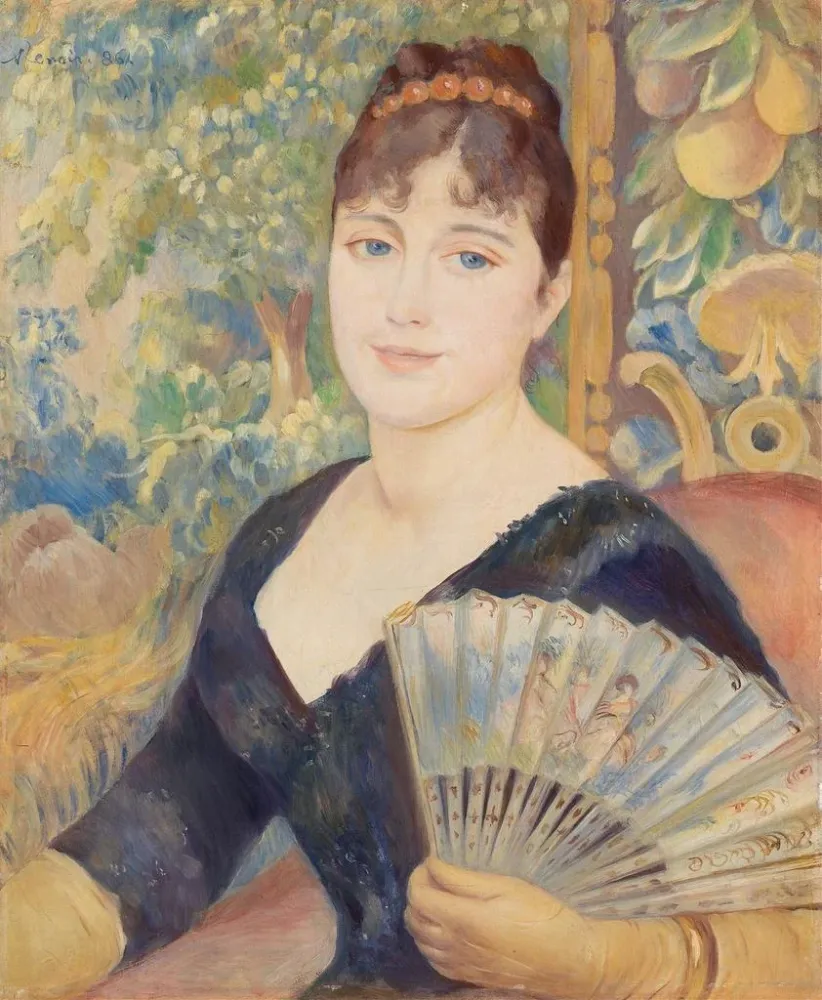 Gemälde Frau mit Fächer - Pierre - Auguste Renoir | Kunstdruck