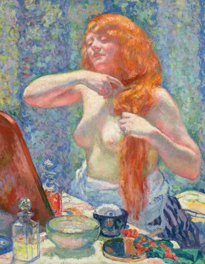 Gemälde Frau mit Frisur Die Rothaarige VIII - Théo van Rysselberghe | Kunstdruck