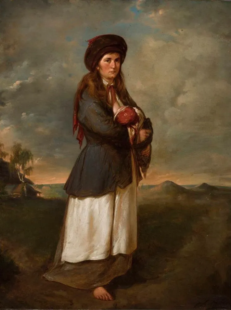 Gemälde Frau mit Kind einer Landschaft - Andrzej Grabowski | Kunstdruck