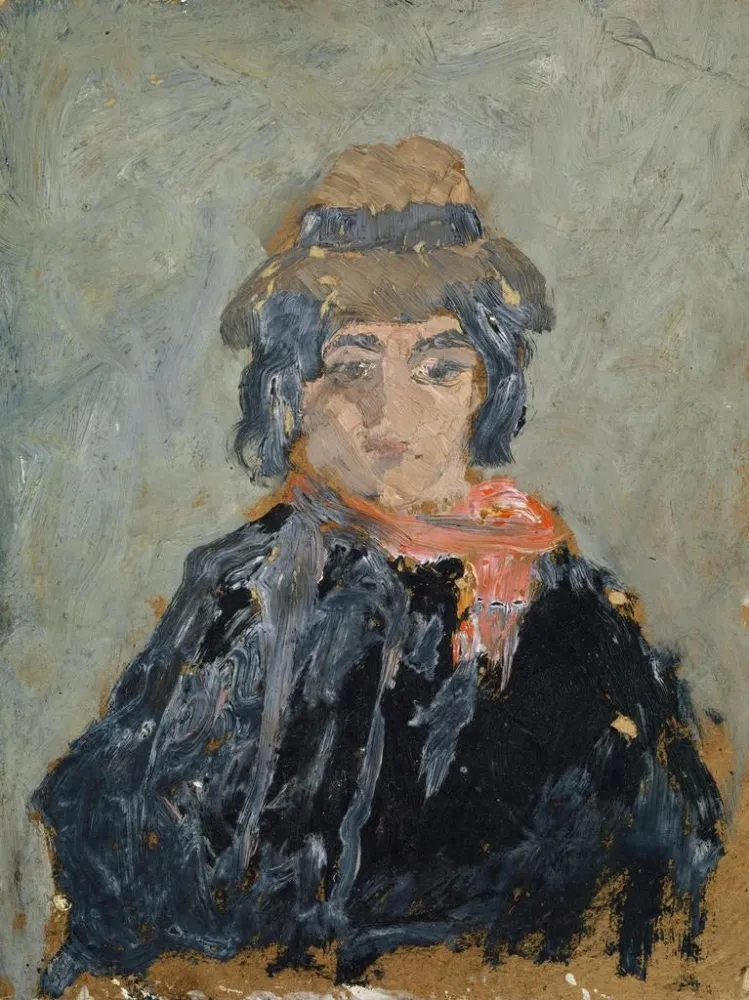 Gemälde Frau mit rotem Schal - Anonym | Kunstdruck