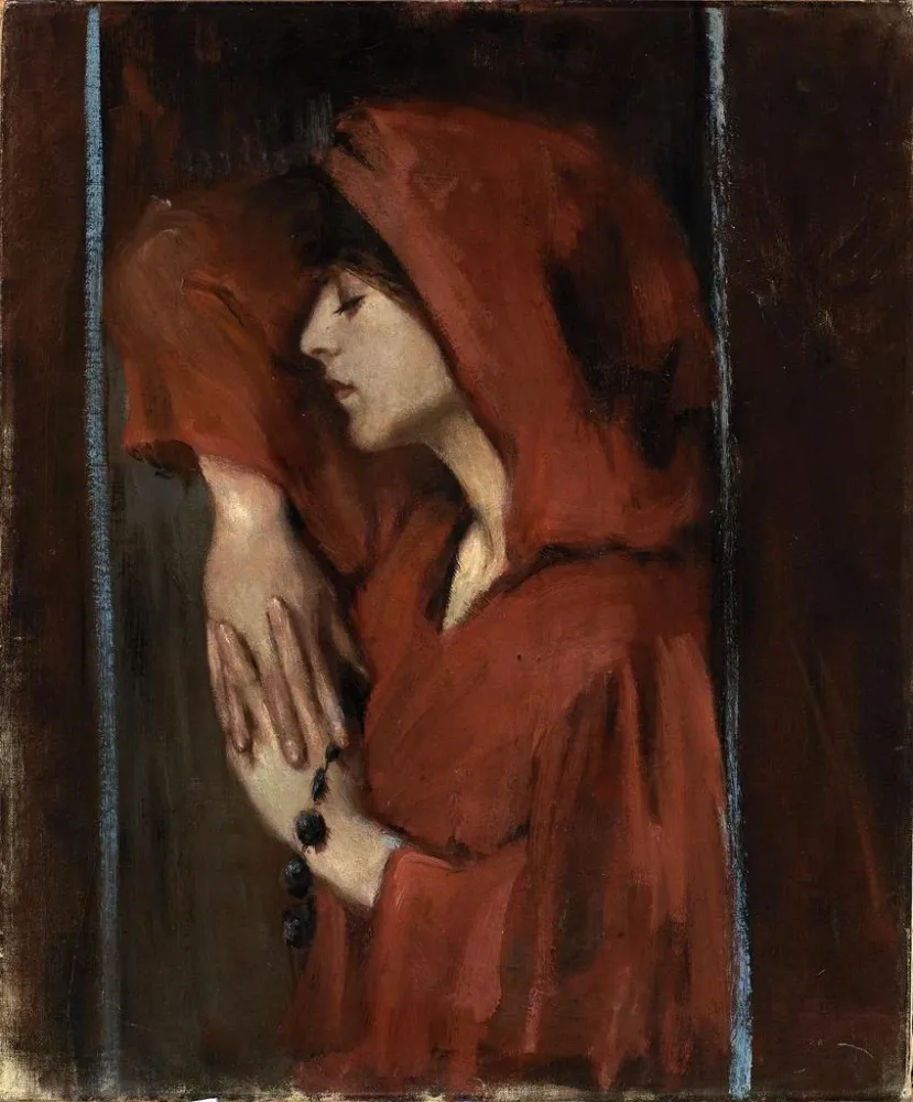 Gemälde Frau mit Rotkäppchen - Alice Pike Barney | Kunstdruck