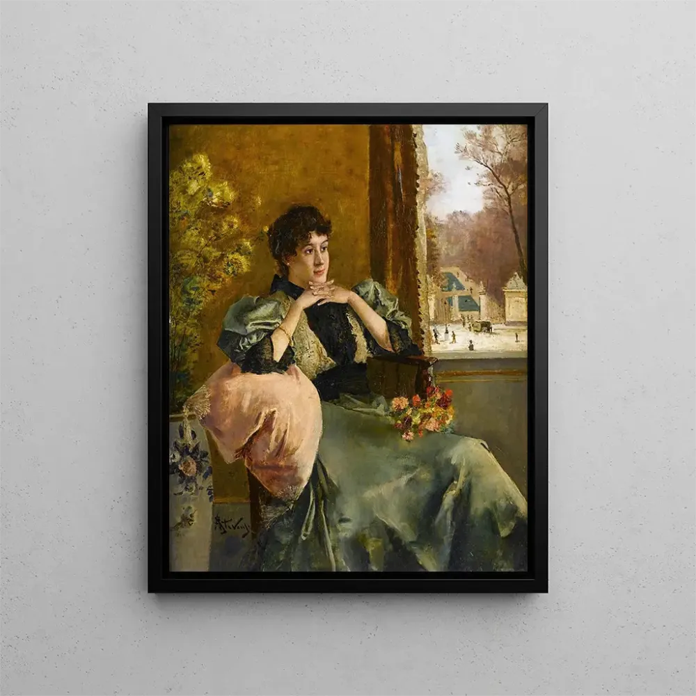 Gemälde Frau nachdenklich der Nähe eines Fensters - Alfred Stevens | Kunstdruck