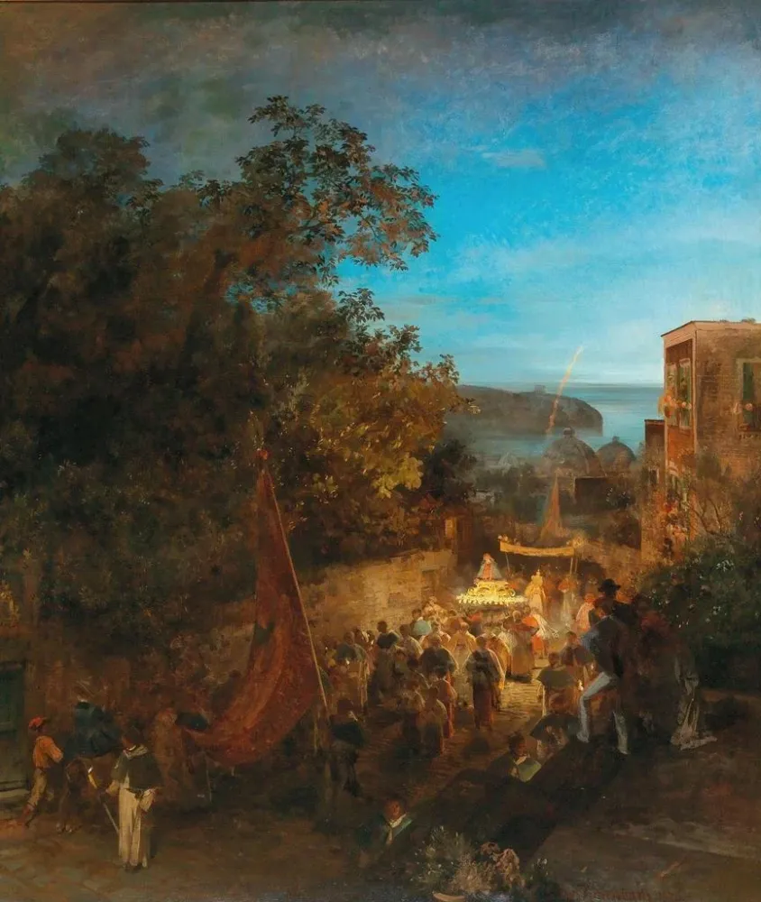 Gemälde Fête de saint Anne à Ischia, Casamicciola - Oswald Achenbach | Kunstdruck
