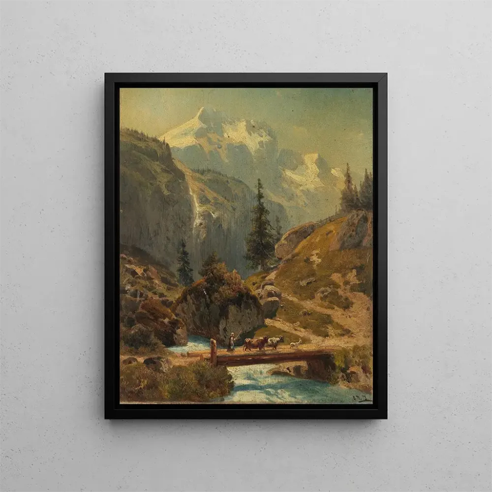 Gemälde Gebirgsbach den Hochalpen - Adolf Conrad Mosengel | Kunstdruck