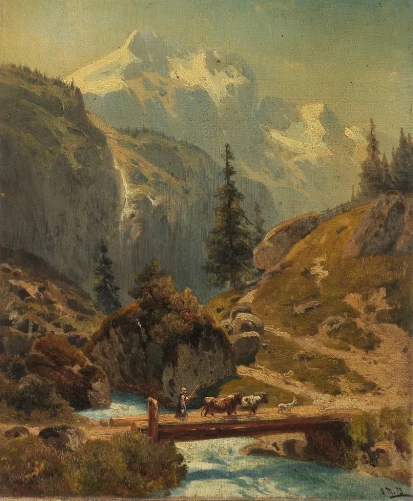 Gemälde Gebirgsbach den Hochalpen - Adolf Conrad Mosengel | Kunstdruck