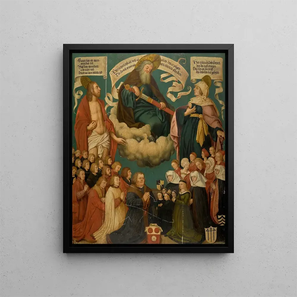 Gemälde Gott Vater, Christus und Jungfrau Maria mit Spendern - Nach Hans Holbein dem Älteren | Kunstdruck